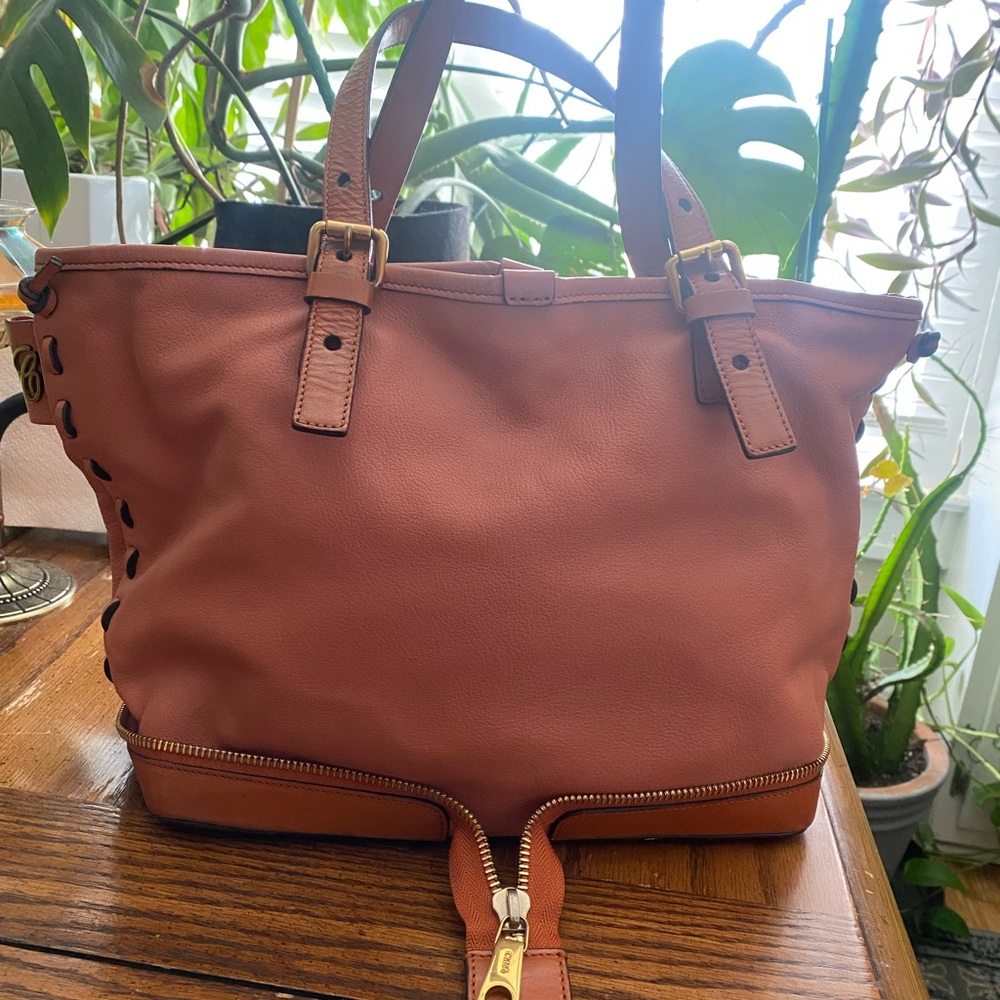 Chloé Ellen Pink Leather Tote/Shoulder Bag with Gold Hardware